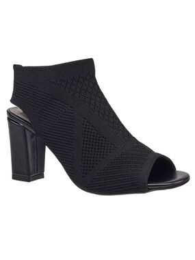 Impo Velancy Black Knit Open Toe Block Heel Sandals Booties NIB Size 10M